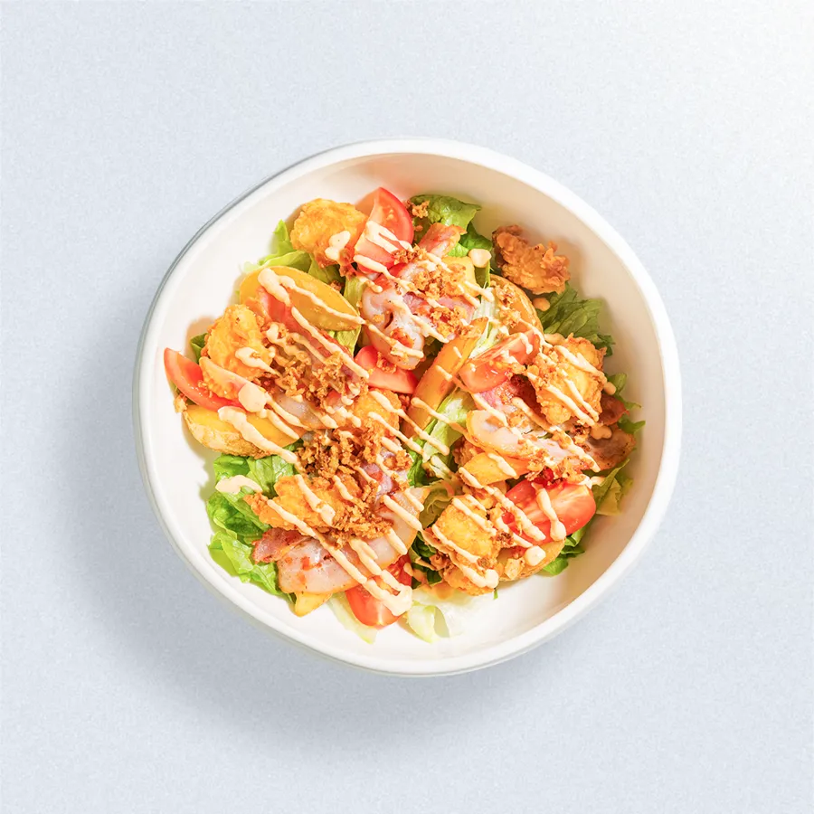 Тёплый салат с беконом