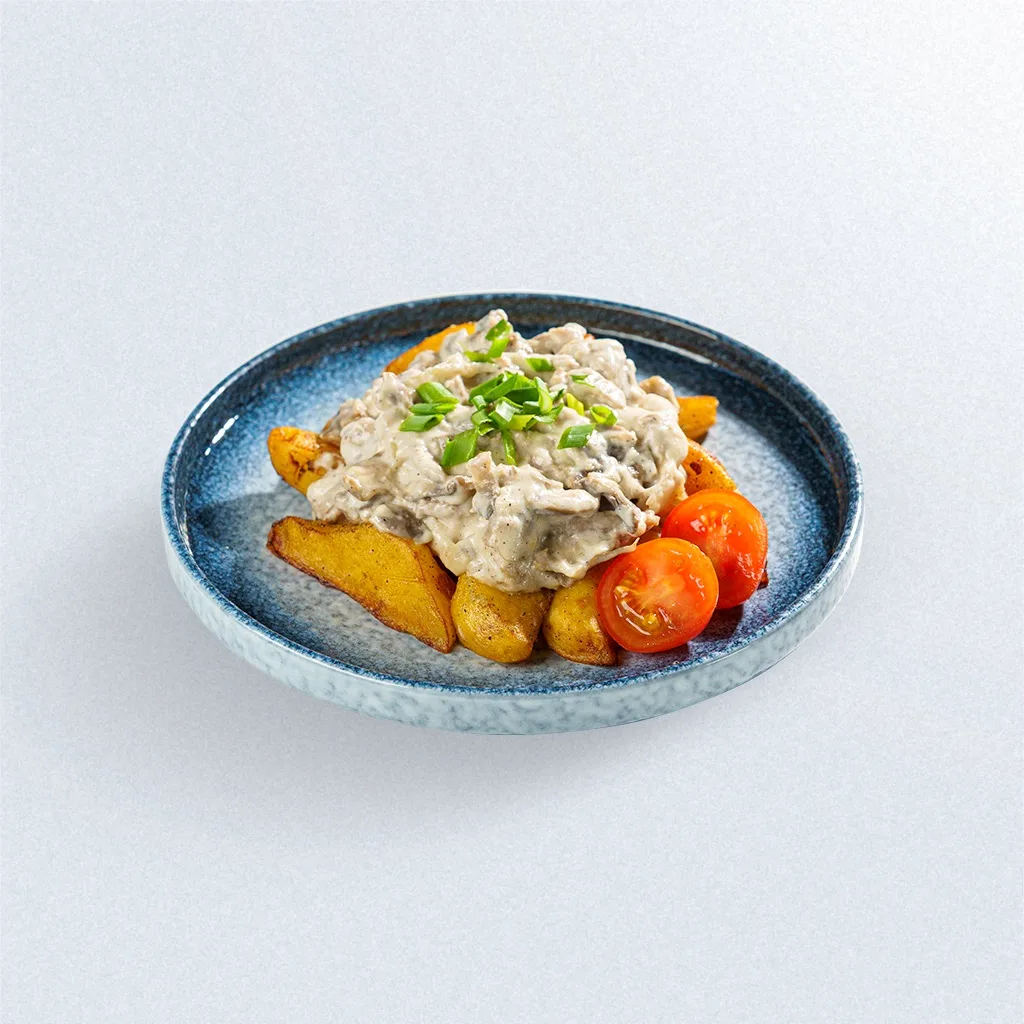 Свинина в сливочном соусе с картофелем айдахо б/л